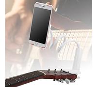 SEAFRONT Guitar Phone Holder Clamp/Holder, Plastic Metal, Adjustable for Smartphones, for Learning New Songs and Online Lessons (White)