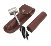 SEAFRONT Hand Auger Wrench Set Stainless Steel Manual Wood Drill (Brown | Manual Auger Wrench, Stainless Steel, Belt Attachable Pouch, Fishing Trap Projects, Woodworking, Survival Tool