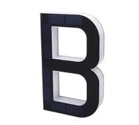 SEAFRONT LED Solar Lighted House Number, Stylish Black and White Design Backlit Illuminated Address Sign for Outdoor, with Automatic Light Sensor IP44 Water Proof ABS PC Material