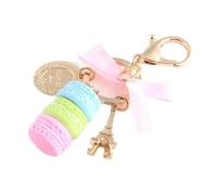 SEAFRONT Macaron Keyring Colorful Cute Paris Macaroon Keychain Macaroon Tower Keychain Keyring Bag Pendant Car Charm Decoration Paris Keychain (Blue)