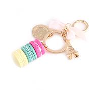 SEAFRONT Macaron Keyring Colorful Cute Paris Macaroon Keychain Macaroon Tower Keychain Keyring Bag Pendant Car Charm Decoration Paris Keychain (Rose Red)