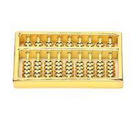 SEAFRONT Mini Brass Abacus Vintage Chinese 9 Block Calculator Counting Tool, Handmade Brass Educational Toy for Kids Math Learning Retro Desk Decoration