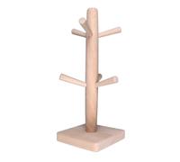 SEAFRONT Mug Holder Tree, Wooden Coffee Cup Stand, Space-Saving Organizer for Kitchen Decor and Coffee Bar with 6 Hooks, Beech Wood Material