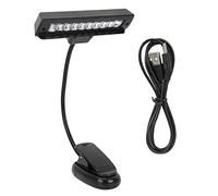 SEAFRONT Portable Music Stand Light, Clip-On LED Book Light, Flexible Neck, Black Plastic, USB & AA Battery Powered