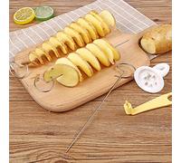 SEAFRONT Potato Slicer, Stainless Steel Manual Rotate Spiral Cutter with Plastic Twisted Handle, 98g Handheld Vegetable Cutter for Potato Radish Cucumber, Home Kitchen Camping Restaurant (As Shown)