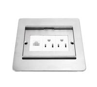 SEAFRONT Recessed Floor Outlet Kit Electrical Water Proof Box Embedded Floor Socket 2 X 3 Prong Receptacle and LAN Port for Office Home