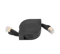 SEAFRONT Retractable Cat7 Ethernet Cable, Copper Flat Network Cable 10Gbps 600MHz RJ45 1.5m, Auto Recoil Space Saving Patch Cord for Router Modem PC Gaming Streaming