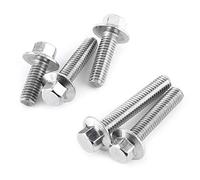 SEAFRONT SS304 Flange Screw 10pcs M6 Stainless Steel Hex Flange Screws Washer Head Fastener (M6*16)