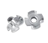 SEAFRONT T Nut Wood Insert, Zinc Plated Carbon Steel Four Pronged Threaded Socket, M3 M4 M5 M6 M8, Non Turning Fit for Woodworking Furniture Cabinetry Rock Climbing Holds (M8 (30 pcs/Pack))