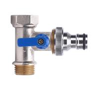 SEAFRONT Tee Quarter Turn Ball Valve Cr Plated Brass Angle Stop Valve with G1/2 Female Male Threads, NPT 3/8 Interface for Refrigerator Ice Maker