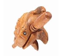 SEAFRONT Wooden Guiro Percussion Instrument Hand Carved Croaking Rasp 6.1in with Scraper 5 Sizes for Music Learning Desk Decor Meditation Classroom and Office Use (No. 1 5.8CM)