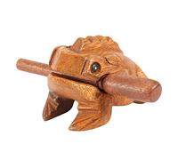 SEAFRONT Wooden Guiro Percussion Instrument Hand Carved Croaking Rasp 6.1in with Scraper 5 Sizes for Music Learning Desk Decor Meditation Classroom and Office Use (No. 2 8.8CM)