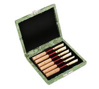 SEAFRONT Wooden Oboe Reeds Storage Box with Silk Cloth Cover, Elegant Design and Soft Fabric Protection, Ideal for Musicians on The Go (Green)