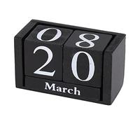 SEAFRONT Wooden Perpetual Desk Calendar Blocks Month and Date Display Vintage Chic Home Office Decoration (Black)