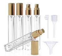 Seafulee 5PCS Cologne Atomizer Empty, 10ML Mini Perfume Bottles Refillable With Dispenser Tools, Pocket Spray Bottle for Travel and Sample Container (Transparent+Golden Cap)