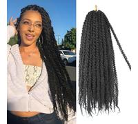 Seafung Marley Twist Braiding Hair Extensions 18 Inch 8 Bundles for Afro Braids Curly and Soft Natural 18 Inch 8 Packs 1B