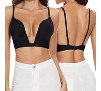 seagallery Low Back Bra for Women Low Cut U-Shaped Plunge Wirefree Push Up Bra Multiway Convertible Bra