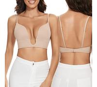 seagallery Low Back Bra for Women Low Cut U-Shaped Plunge Wirefree Push Up Bra Multiway Convertible Bra