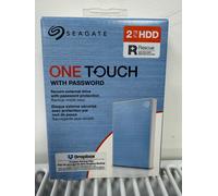 Seagate One Touch With Password External HDD 2TB - Blue USB PC MAC BNIB