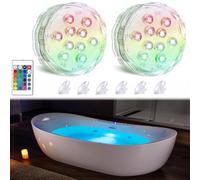 Seagenck Bath Tub Lights Wireless, Battery Operated Waterproof Glow for Bathroom Bathtub Shower Spa, Bath Essentials for Women Relaxing, RGB Multi Color Remote Controlled, 2pcs