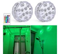 Seagenck Bathroom Lights Wireless Battery Operated, Waterproof Led Glow Light for Bath Shower Spa Vanity Lights, for Over Mirror Wall Ceiling Lights, RGB Multi Color Remote Controlled, 2pcs
