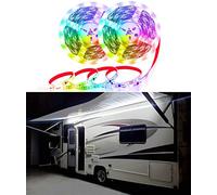 Seagenck RV Led Awning Party Light, Led Awning Strip Light for Camper Motorhome Travel Trailer Concession Stands Food Trucks, Light Up Canopy Area for BBQ Play Cards, 10m(32.8ft), Dc 12v, RGB