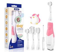 Seago Baby Toothbrush Age 0-2-3 Years Old Electric Toddler Kids Battery Powered Sonic Tooth Brush with Timer LED Light and 4 Soft Brush Heads for 6 Months and Up SG513 (Baby Pink UK)