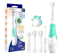 Seago Baby Toothbrush Age 0-2-3 Years Old Electric Toddler Kids Battery Powered Sonic Tooth Brush with Timer LED Light and 4 Soft Brush Heads for 6 Months and Up SG513 (Baby Green UK)