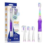 Seago Electric Toothbrush Children from 3-12 Years Children's Toothbrushes with Coloured Light Smart Timer 4 Soft Brush Heads Waterproof Baby Sonic Toothbrush for Girls Boys SG-977 (Purple-DE)