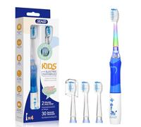 Seago Electric Toothbrush Children from 3-12 Years Children's Toothbrushes with Coloured Light Smart Timer 4 Soft Brush Heads Waterproof Baby Sonic Toothbrush for Girls Boys SG-977 (Blue DE)