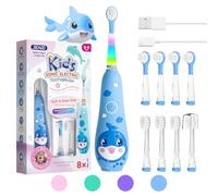 Seago Kids Electric Toothbrushes for 0-6 with Colorful LED Light, 2 Mins Smart Timer, 8 Soft Toothbrush Heads, Magnetic Charging for 60 Days Use, IPX7 Waterproof, for Boys Girls, SG-2139(Dark Blue)