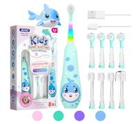 Seago Kids Electric Toothbrushes for 0-6 with Colorful LED Light, 2 Mins Smart Timer, 8 Soft Toothbrush Heads, Magnetic Charging for 60 Days Use, IPX7 Waterproof, for Boys Girls, SG-2139(Blue)