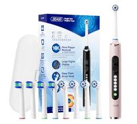 Seago Rotating Electric Toothbrush for Adults with Travel Case, 8 Brush Heads, 5 Modes with Whitening, USB-C Rechargeable with Timer, 30-Day Battery (Pink)