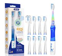 Seago SG977 Electric Toothbrush Children from 3-12 Years Children's Toothbrushes Electric with Coloured Light Smart Timer 8 Soft Brush Heads Waterproof Baby Sonic Toothbrush (Blue-8)