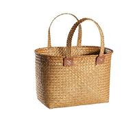Seagrass Basket with Handle - Large Beach Bag, French Market Style Shopping Basket - Storage Laundry Rack - Stylish Design