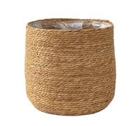 Seagrass Flower Pot - Woven Plant Decorative Basket with Plastic Film Insert in Boho Style S