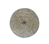 Seagrass Placemats, Handwoven Straw, Natural Organic Aesthetic (Black, 2 Pcs)