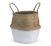 Seagrass Plant Basket with Handles Natural Woven Storage Baskets (White L(9.5" D x 11" H))