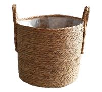 Seagrass Plant Pot, Plant Baskets Seagrass Laundry Basket Plant Pot Hand Woven Plant Pot, Decorative Storage Baskets With PE Coating For Indoor, Outdoor, Garden, Patio