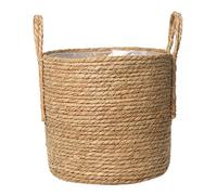 Seagrass Planter Basket Pots Cover Straw Plant Baskets Woven Pot Plant Containers Laundry Basket Wicker Storage Basket with Plastic Liner for Home 25CM