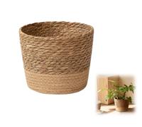 Seagrass Planter Basket, Woven Plant Pot with Liner, Natural Planter Baskets Home Decorative Plant Pot for Flowers Plants Trees for Indoor Outdoor Home Decoration (Beige) (Large)