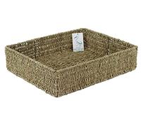 Seagrass shelf baskets tray shape. Bedroom kitchen and home office storage. For veg, papers, makeup, toiletries, jewellery. (44cm)