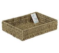 Seagrass shelf baskets tray shape. Bedroom kitchen and home office storage. For veg, papers, makeup, toiletries, jewellery. (36cm)