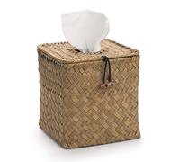 Seagrass Square Tissue Box Cover Woven Napkin Holder Decorative for Bathroom Farmhouse (Natural, 14 x 14 x 14 cm)