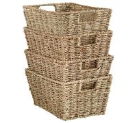 Seagrass Storage Baskets, Set of 4 Hand-Woven Display Hampers, VonHaus