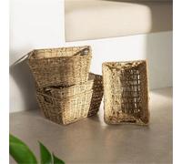 Seagrass Storage Baskets Set Of 4 -Natural Hand-Woven Hampers Organise