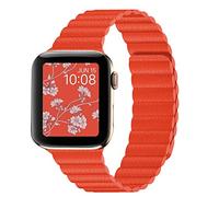 Seagtigau Compatible with Apple Watch Band 49mm 46mm 45mm 44mm 42mm 41mm 40mm 38mm Magnetic Leather Strap for iWatch Series 10/9/8/7/SE/6/5/4/3/2/1, Ultra 2/1 (Orange, 42/44/45/46/49 mm)