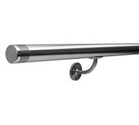 Seagull Balustrades Satin Brushed Polished Stainless Steel Handrail for Stairs - Select Length - Pre-Assembled Stair Banister with Multi-Groove End Caps