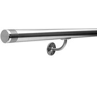 Seagull Balustrades Satin Brushed Polished Stainless Steel Handrail for Stairs - Select Length - Pre-Assembled Stair Banister with Multi-Groove End Caps