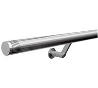 Seagull Balustrades Stainless Steel Stair Handrail - 320-Grit, Satin Brushed Polished Bannister Rail - Pre-Assembled with Contemporary Brackets - Select Length - Multi-Groove Ends - Made in UK